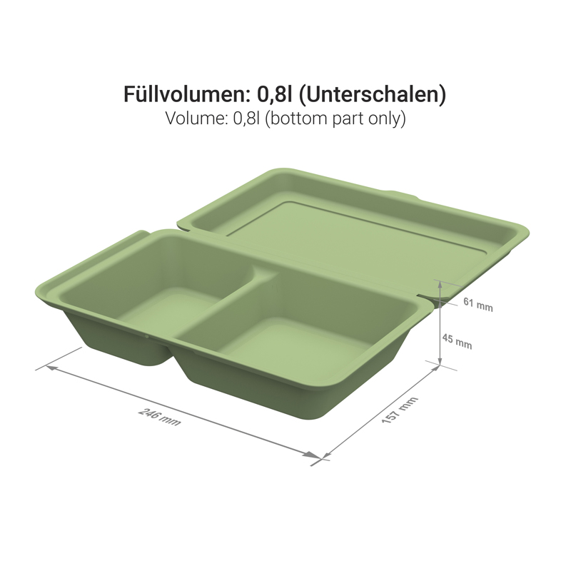 Mehrweg Menüboxen 2-geteilt 246x157x61mm PP Premium 50St. versch. Farben wählbar