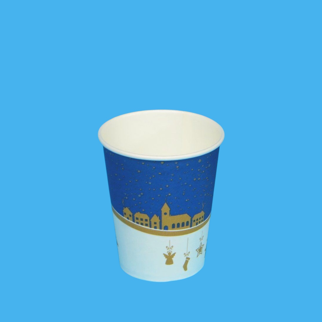 Bio Glühweinbecher "Winterlandschaft" Hartpapier mit Bio Barriere 200ml/0,2l Eichstrich 1500St.