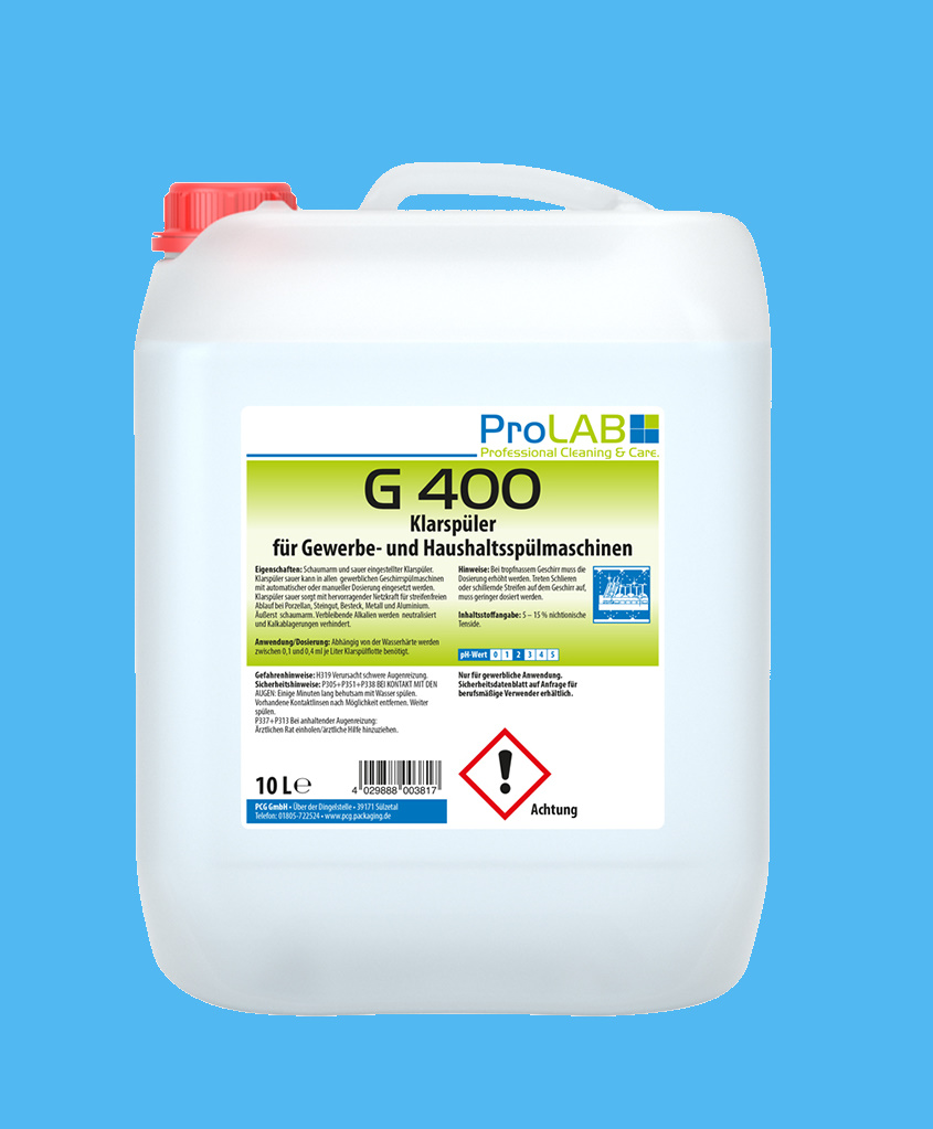 Profi Klarspüler G400 flüssig für gewerbliche Spülmaschinen 10l Kanister
