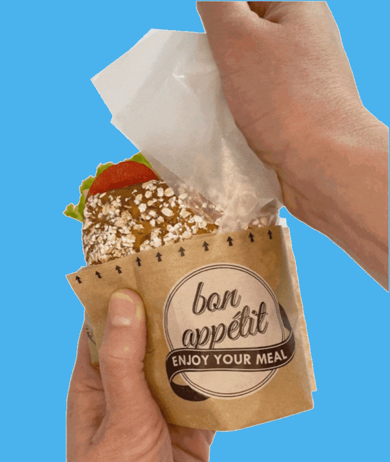 Bio Snack Bag "Bon Appetit" braun 50/50 Papier+Pergamin 1000St. versch. Größen wählbar