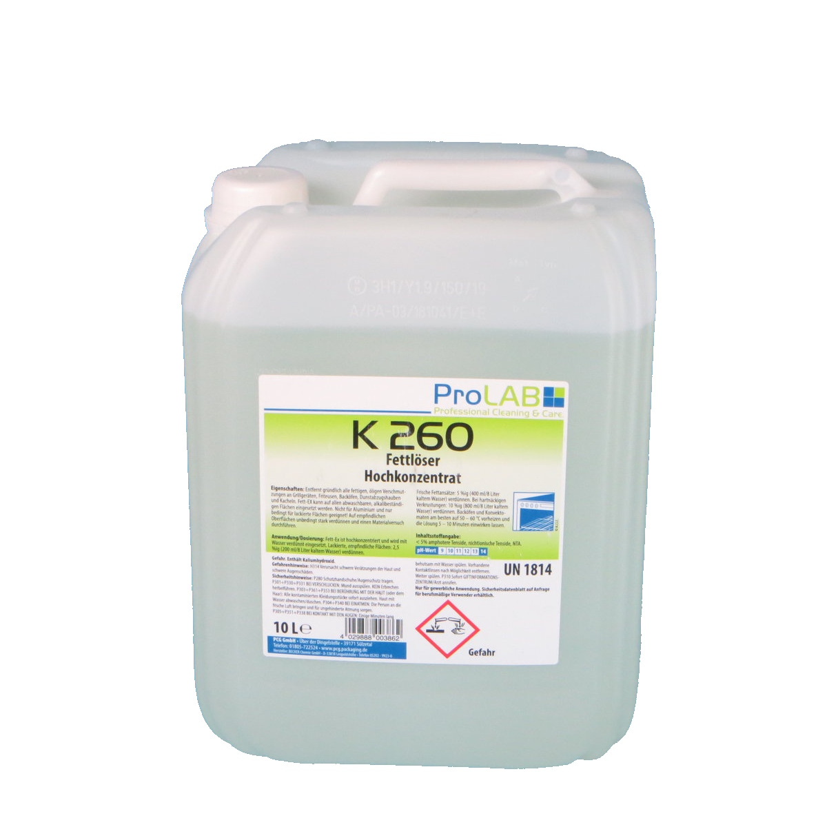 Profi Fettlöser K260 Fett-Ex Hochkonzentrat flüssig 10l Kanister