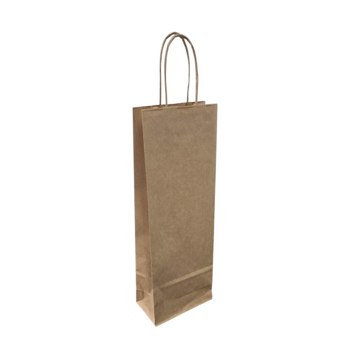 Flaschentragetaschen 14+8x39cm mit Kordel Papier braun gerippt 110g/m² 300St