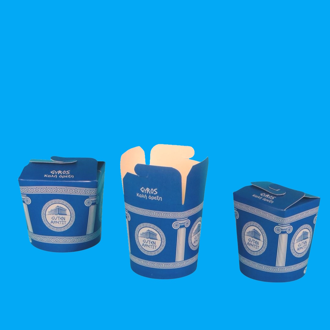 Gyrosboxen Papier/PE rund Neutralmotiv blau 500St versch. Größen