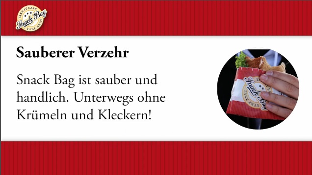 Snack Bag Snacktaschen L "Feel good"m. Abreißfolie 215x80x225mm 1000St Snack Bag Snacktaschen L "Feel good"m. Abreißfolie 215x80x225mm 1000St