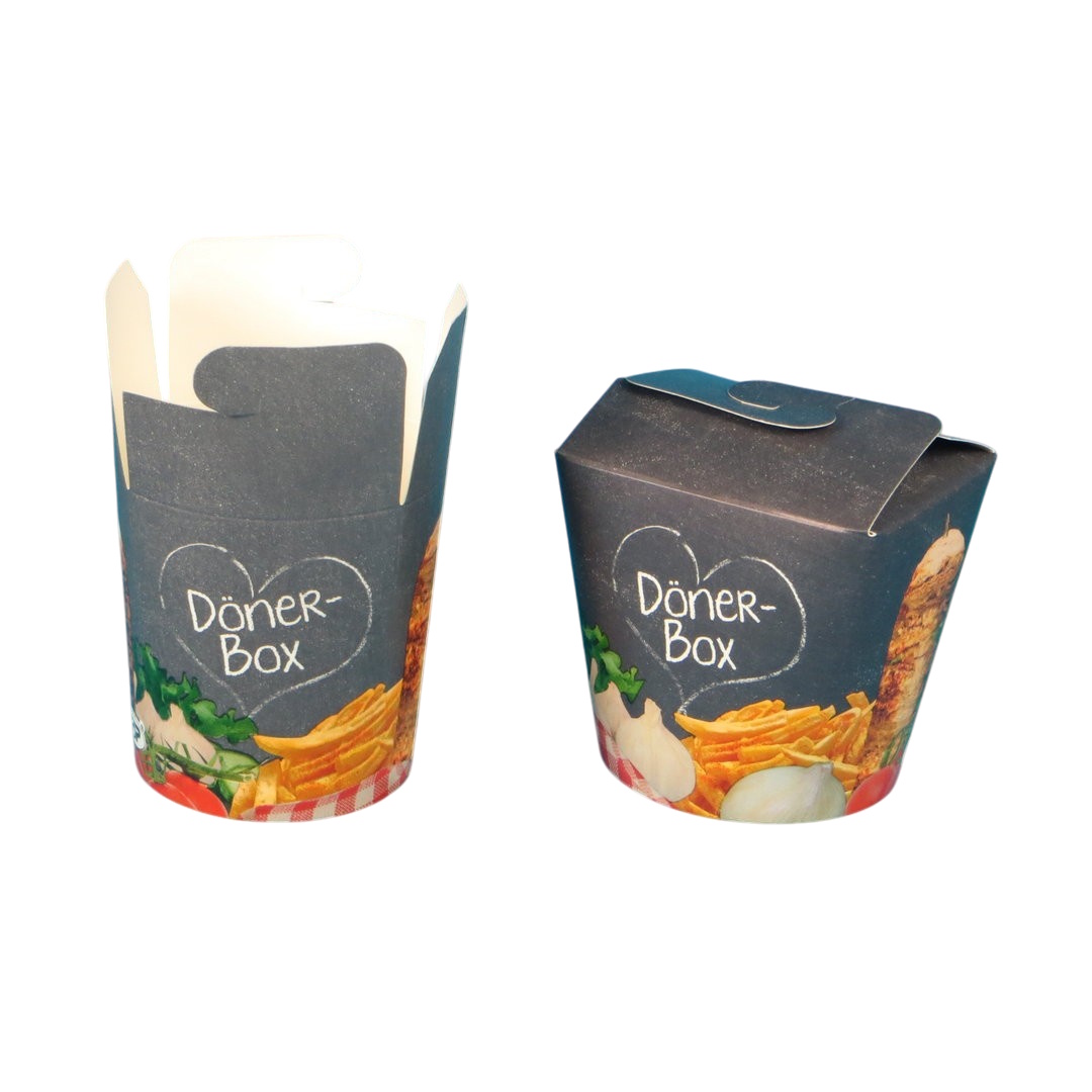 Dönerboxen grau mit Neutralmotiv Papier+PE 16oz/26oz zur Auswahl 500St