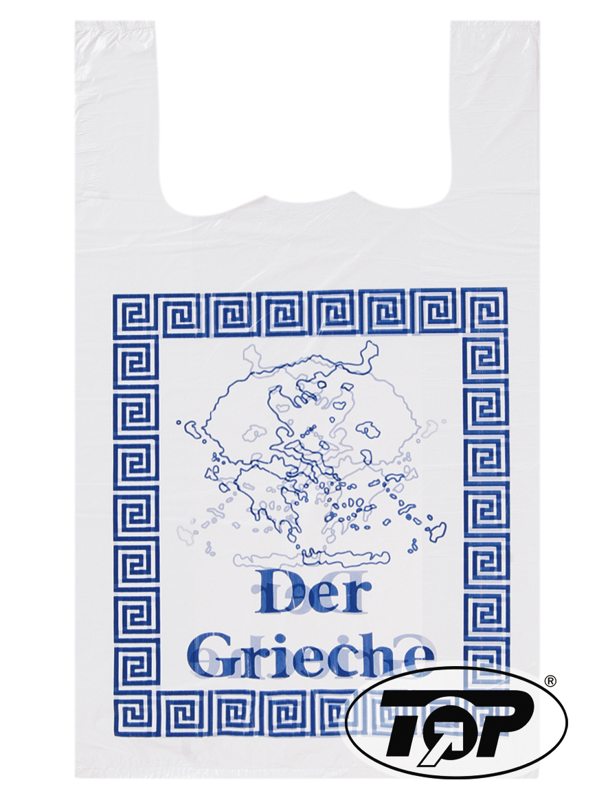 Hemdchentragetasche ND blau weiß "Der Grieche"  30+18x55cm Jumbo 2.000Stück