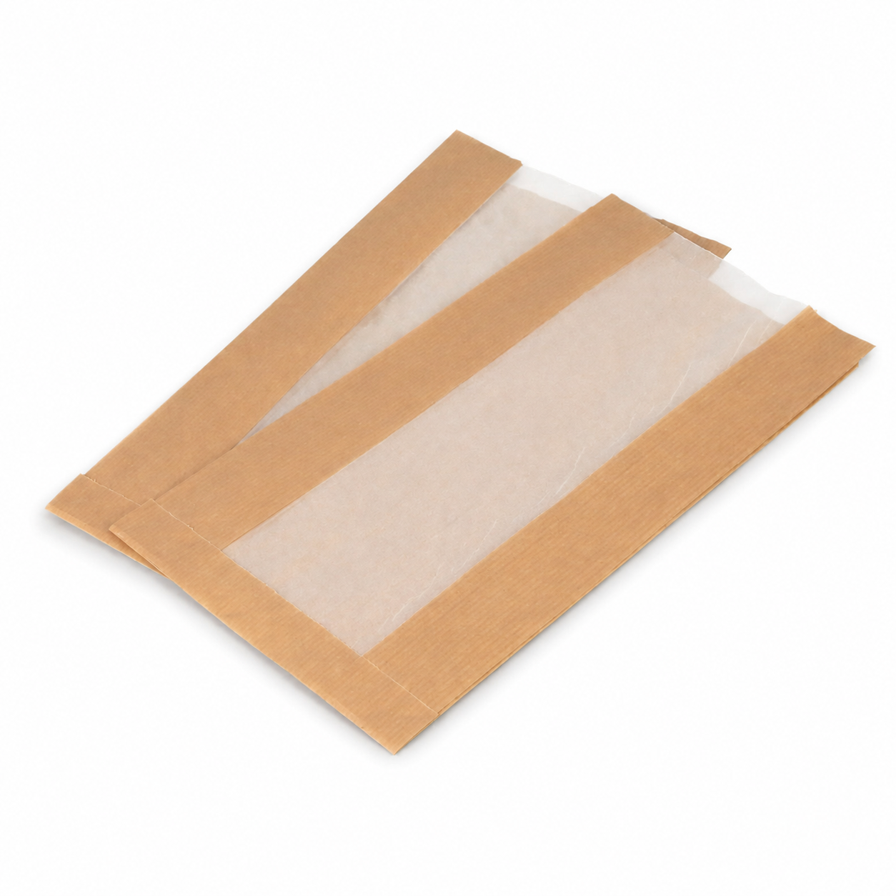 Bio Sichtstreifenbeutel Papier braun mit Pergamin Sichtstreifen ohne Kunststoff versch. Größen