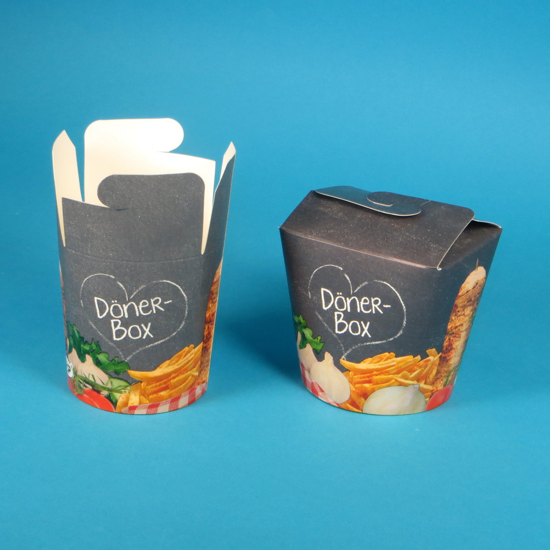 Dönerboxen grau mit Neutralmotiv Papier+PE 16oz/26oz zur Auswahl 500St