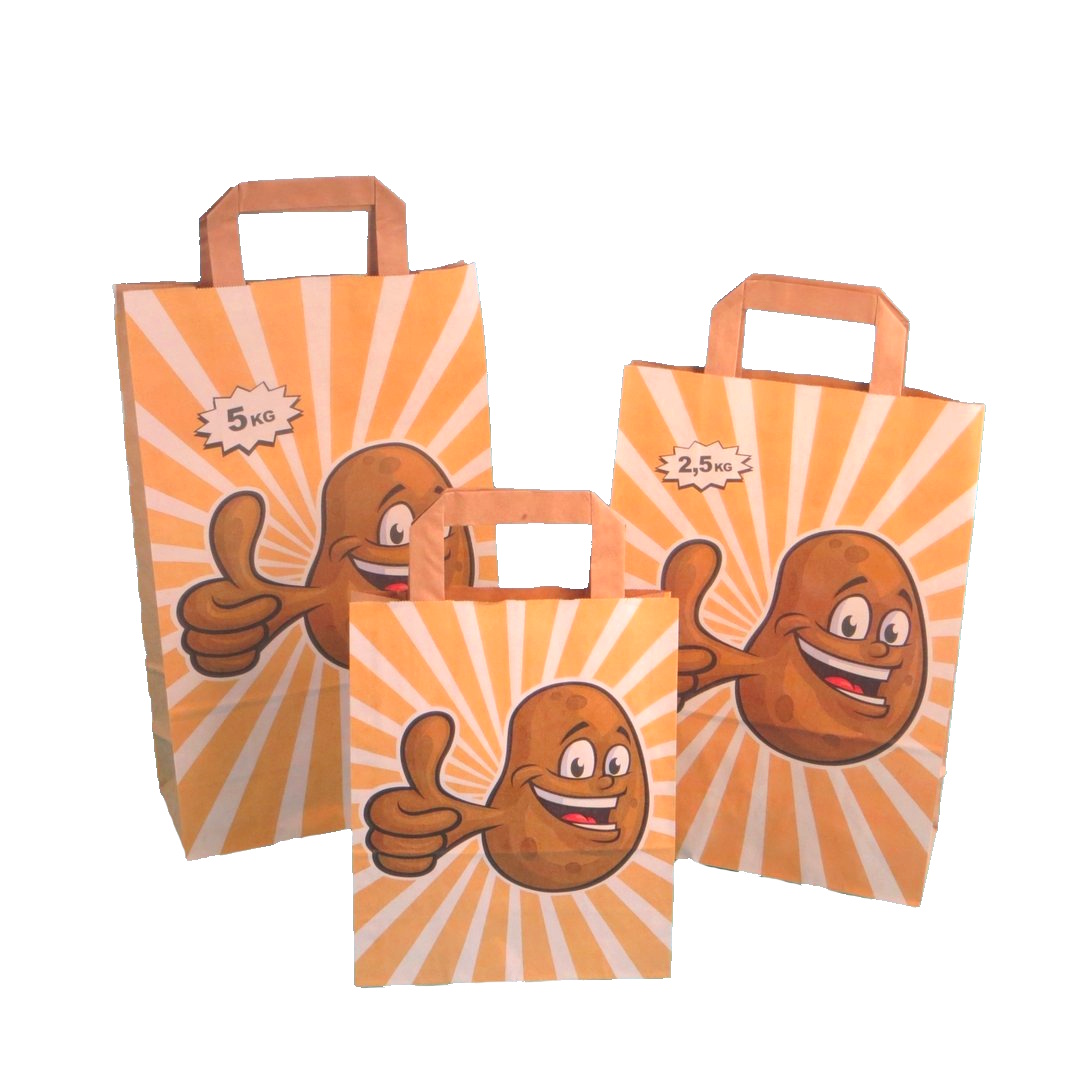 Papiertragetaschen "Happy Potatoe" 250St. versch. Größen