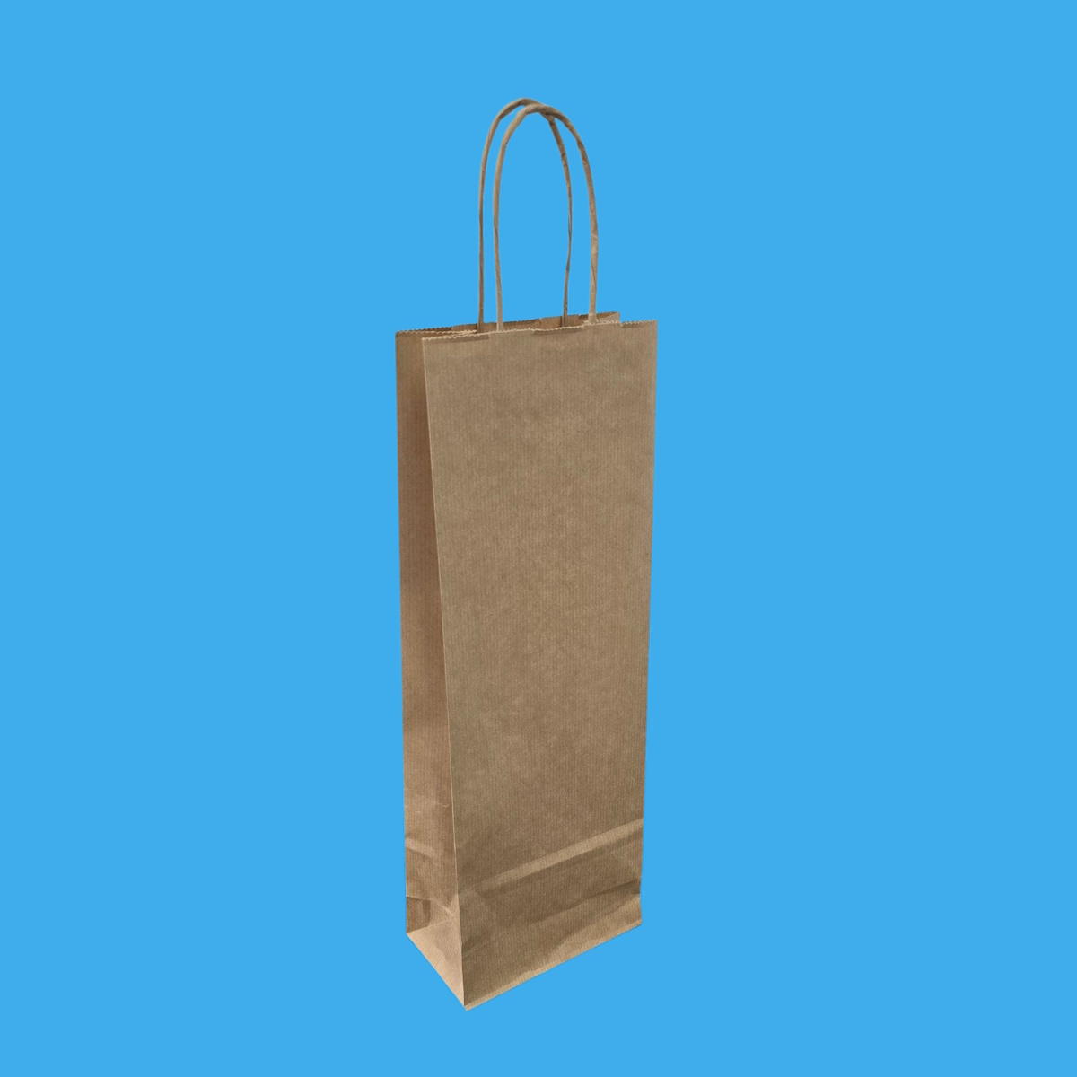 Flaschentragetaschen 14+8x39cm mit Kordel Papier braun gerippt 110g/m² 300St