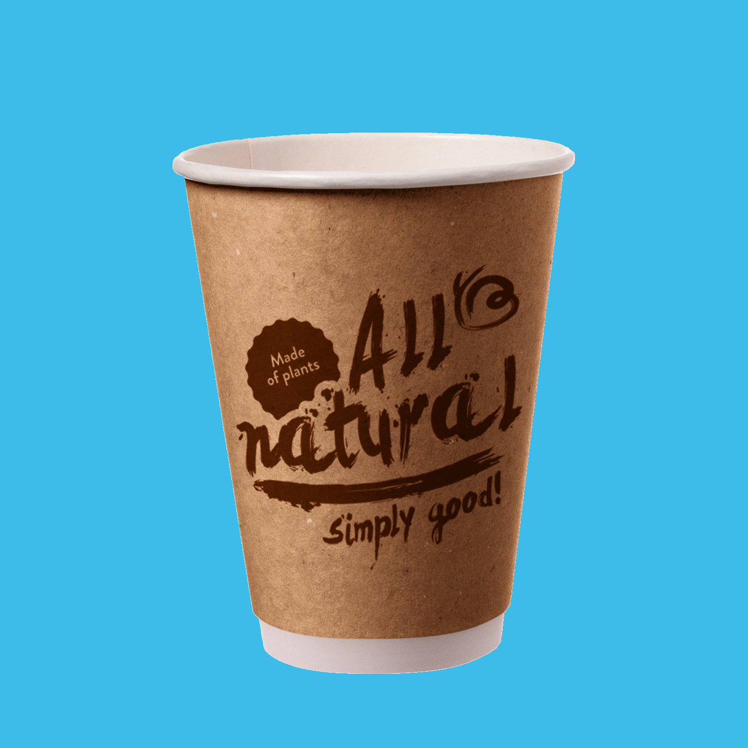 Bio Doppelwand Kaffeebecher "All Natural" braun ohne PE/PLA Beschichtung kompostierbar versch. Größen