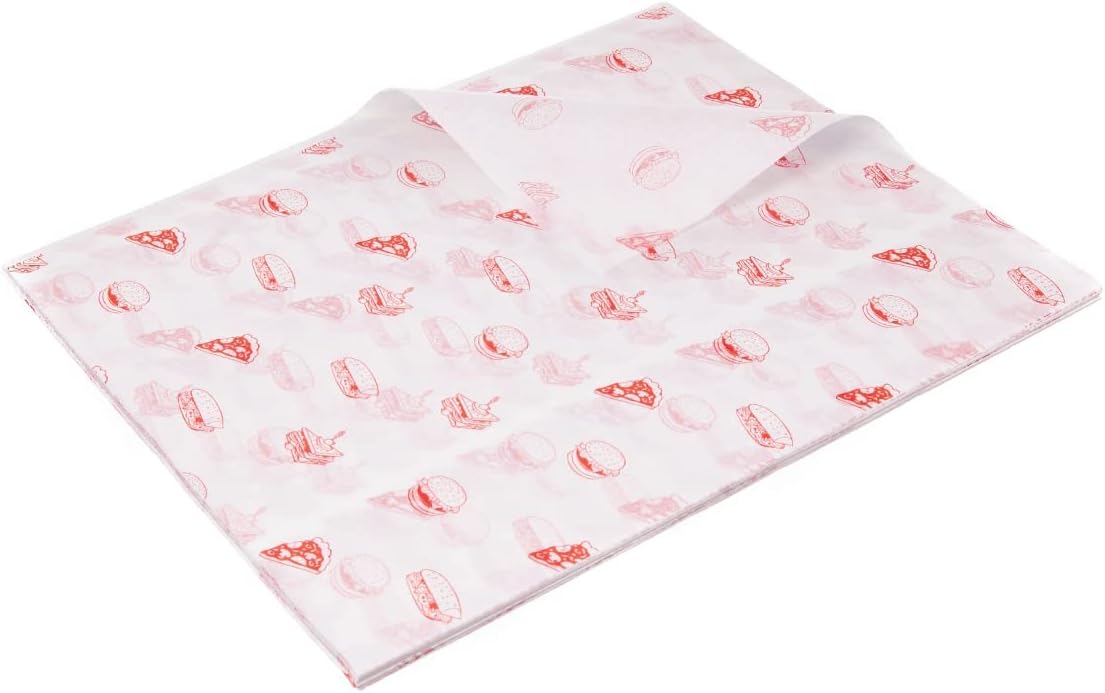 Sandwich- & Hamburgerpapier XL 33x38cm rot/weiß fettdicht 1000St