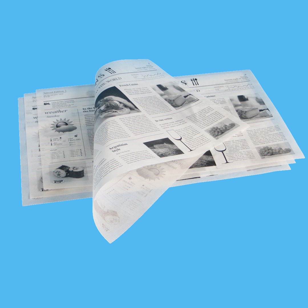 Einschlagpapier Pergamentersatz fettdicht "Zeitungsmotiv" 25x38cm 1000St