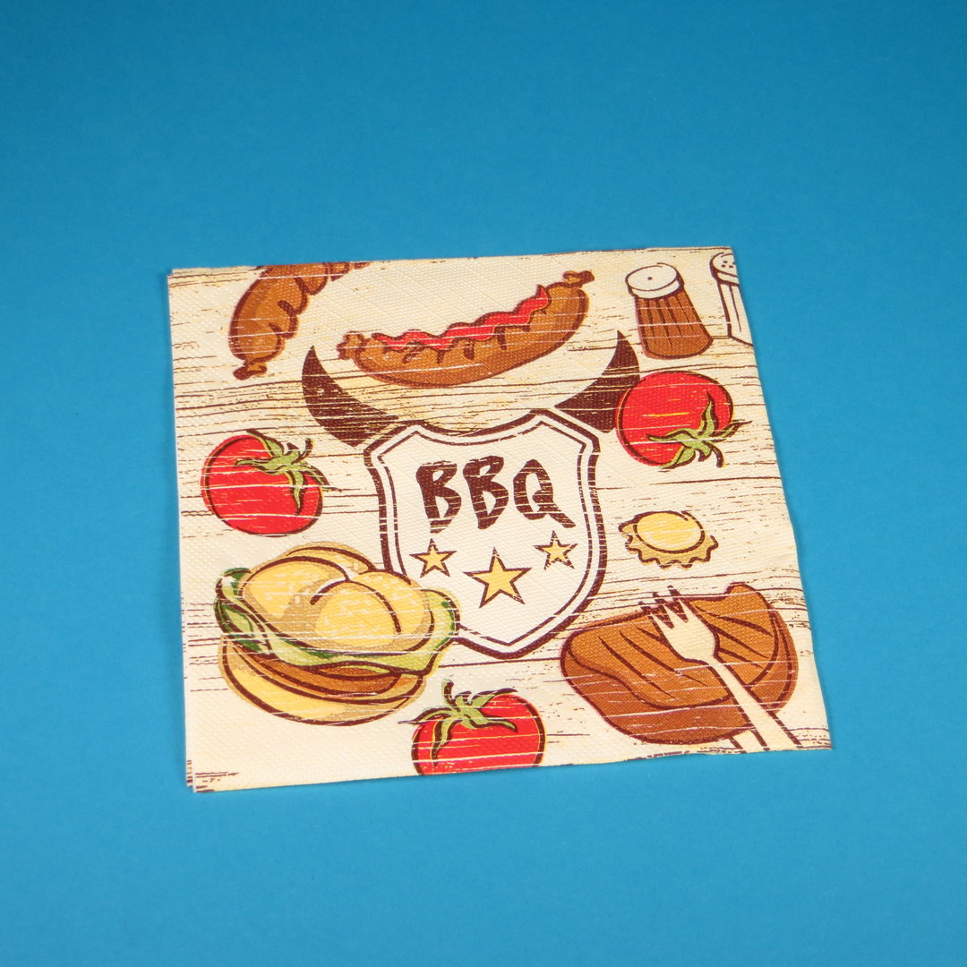 Tissue Serviette "BBQ" Premium 40x40cm 4lg 1/4 600St