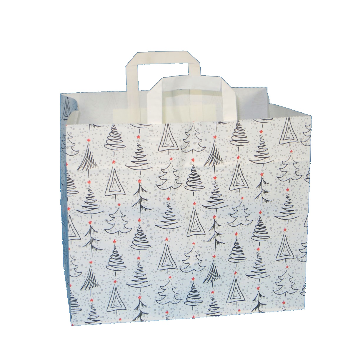 Papiertragetaschen Weihnachten weiß grau rot 32+22x27cm 250St