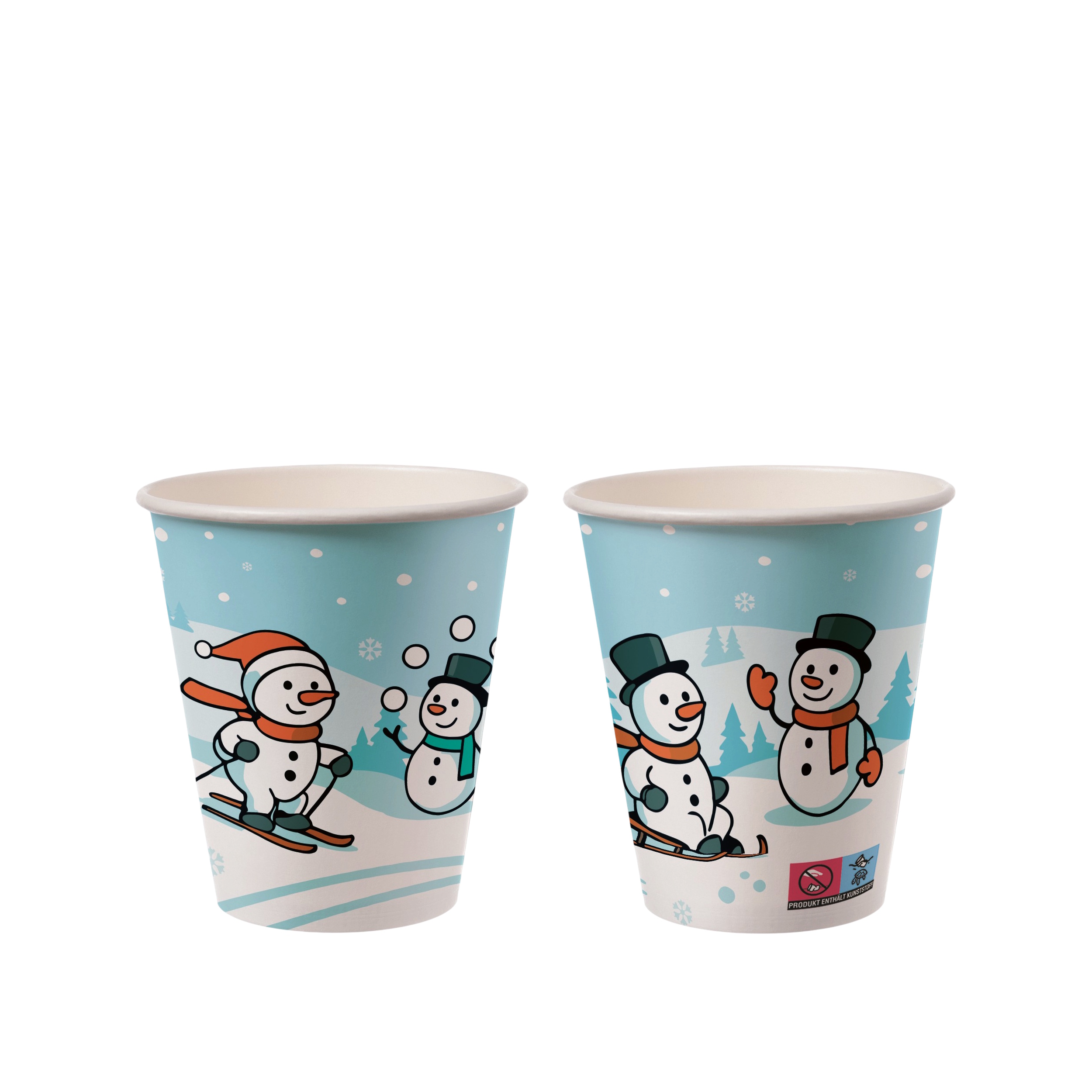 Heißgetränkebecher 8oz/200ml mit Weihnachtsmotiv "Schneemann" Papier/PE 1000St