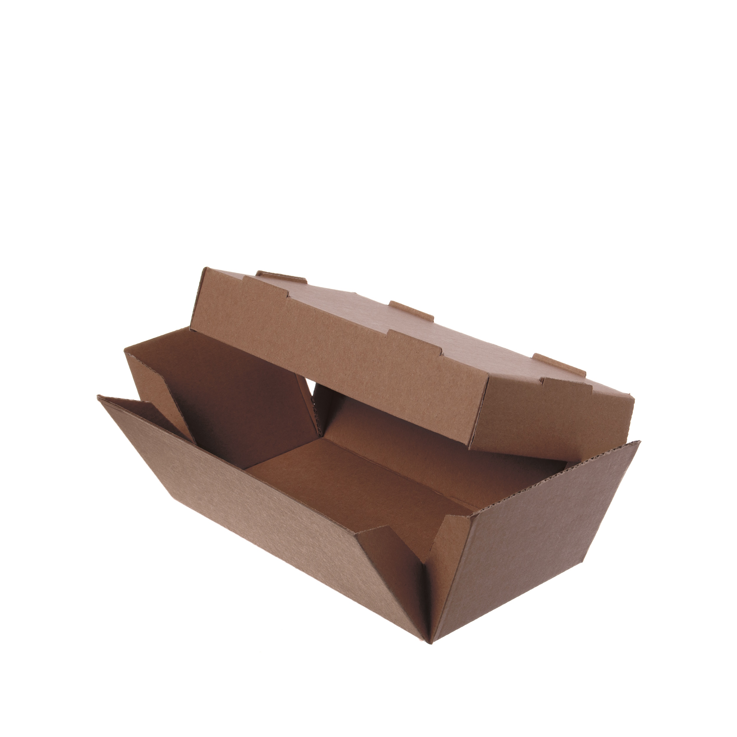 Bio Hamburgerboxen Doppelsnackbox 24x12x10cm einteilig Kraftkarton braun 100St.