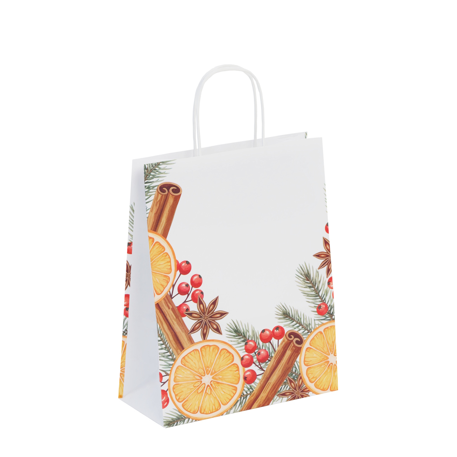 Papiertragetaschen Premium weiß mit Kordel "Weihnachtsduft" verschiedene Größen