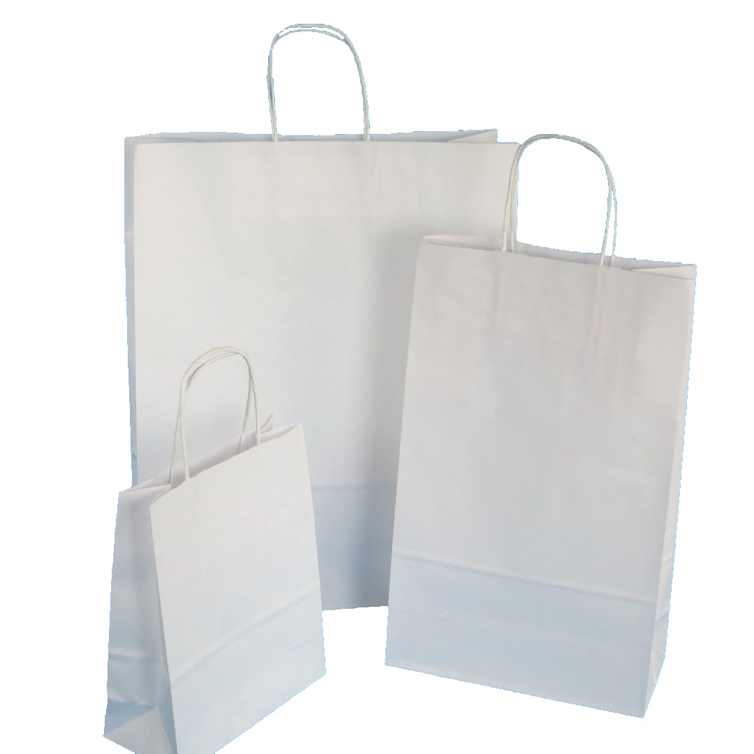 Premium Papiertragetaschen mit Kordelgriff weiß 90-110g/m² versch. Größen