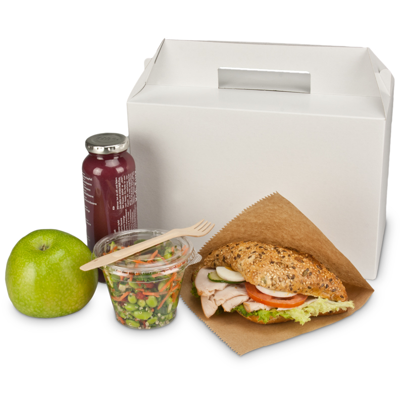 Lunchboxen mit Griff weiß groß 26,5x12,8x18cm Hartpapier 125St