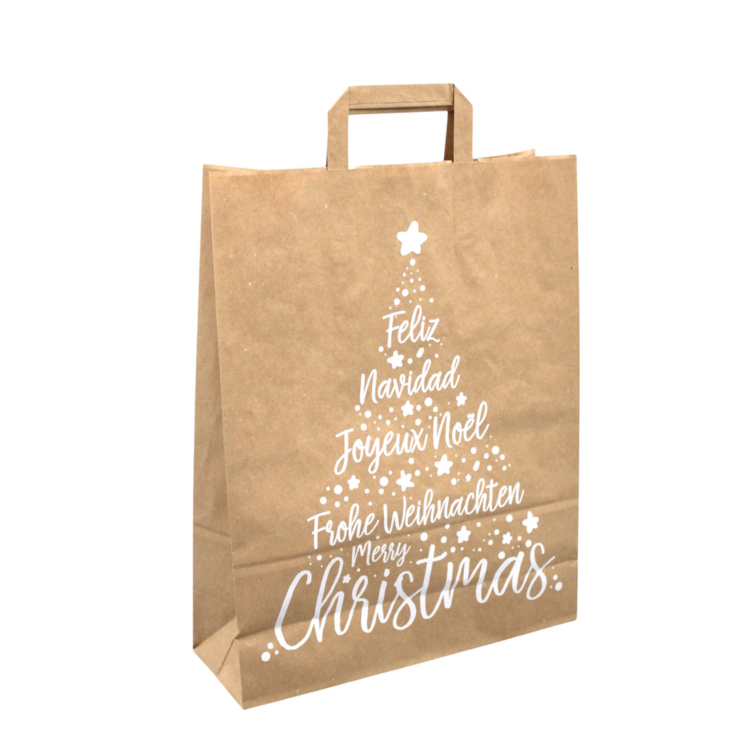 Papiertragetaschen Weihnachten braun "Xmas" 32+12x40cm 80g/m² 250St