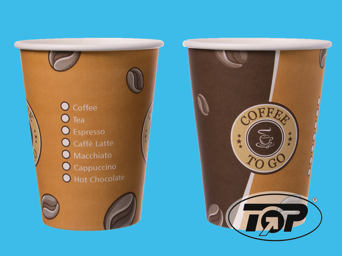 Coffee to go Becher "Topline" einwandig PE beschichtet versch. Größen zur Auswahl