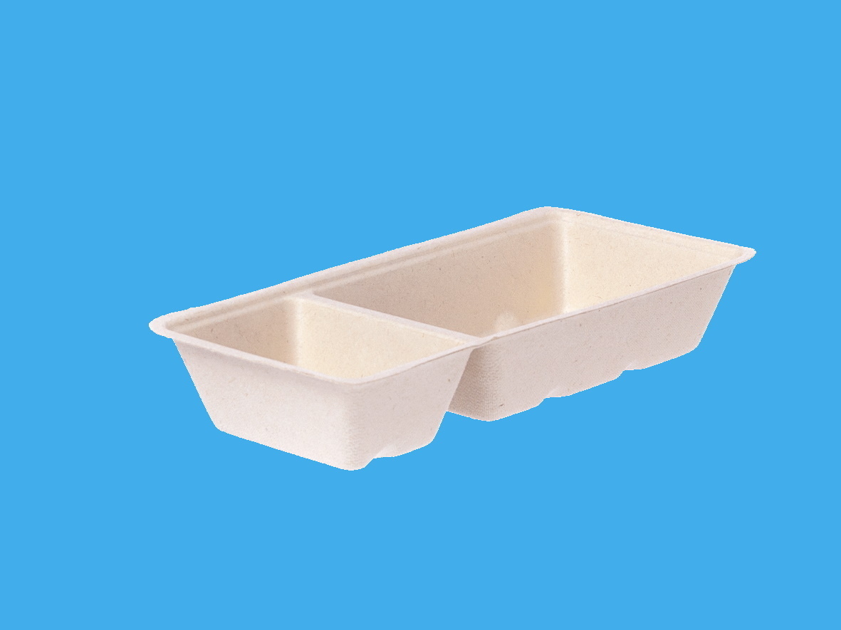 Bio Imbissschalen Bagasse/Zuckerrohr A22 2-get. 203x97x34mm 800St