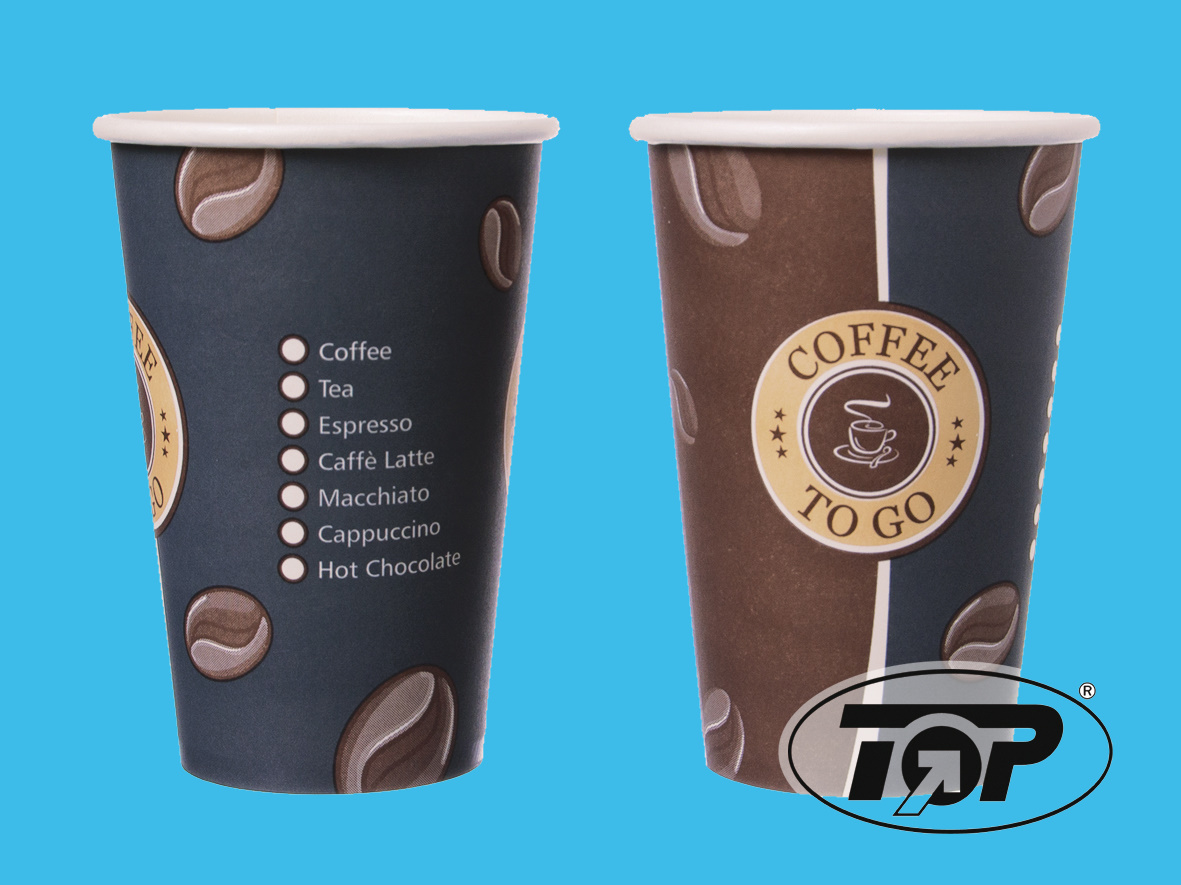 Coffee to go Becher "Topline" einwandig PE beschichtet versch. Größen zur Auswahl