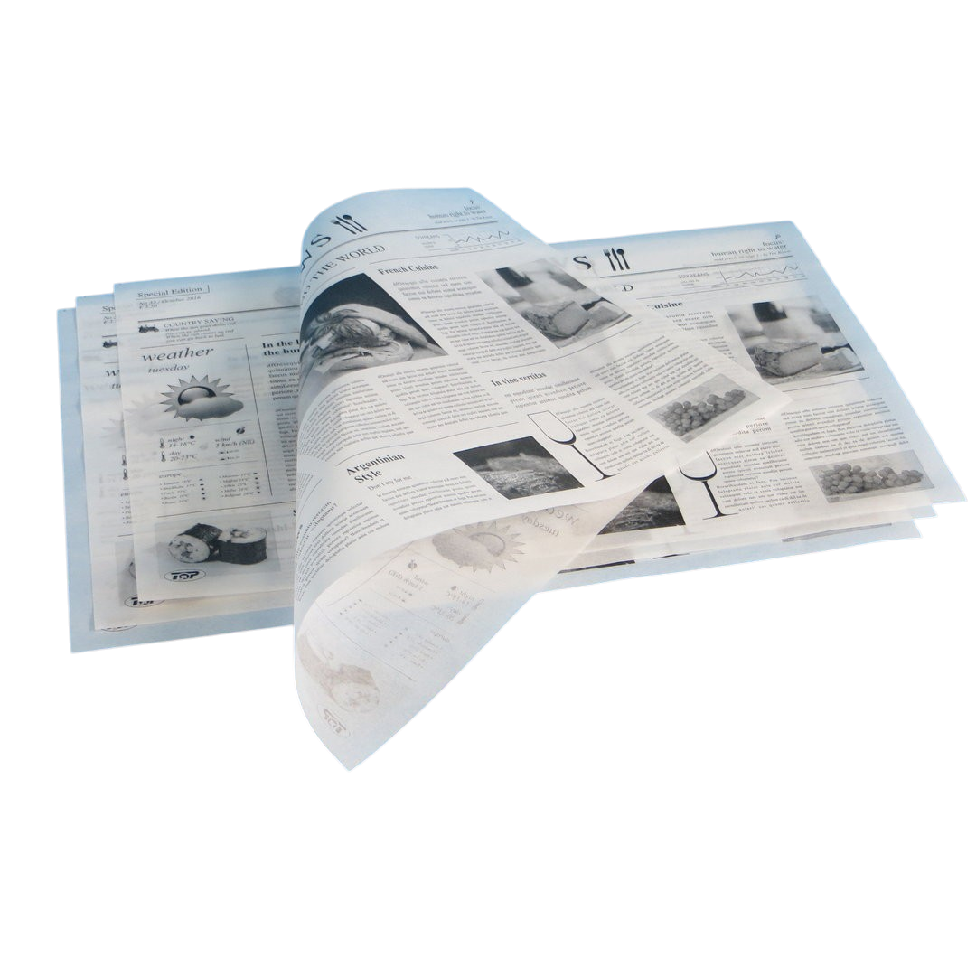 Einschlagpapier Pergamentersatz fettdicht "Zeitungsmotiv" 25x38cm 1000St