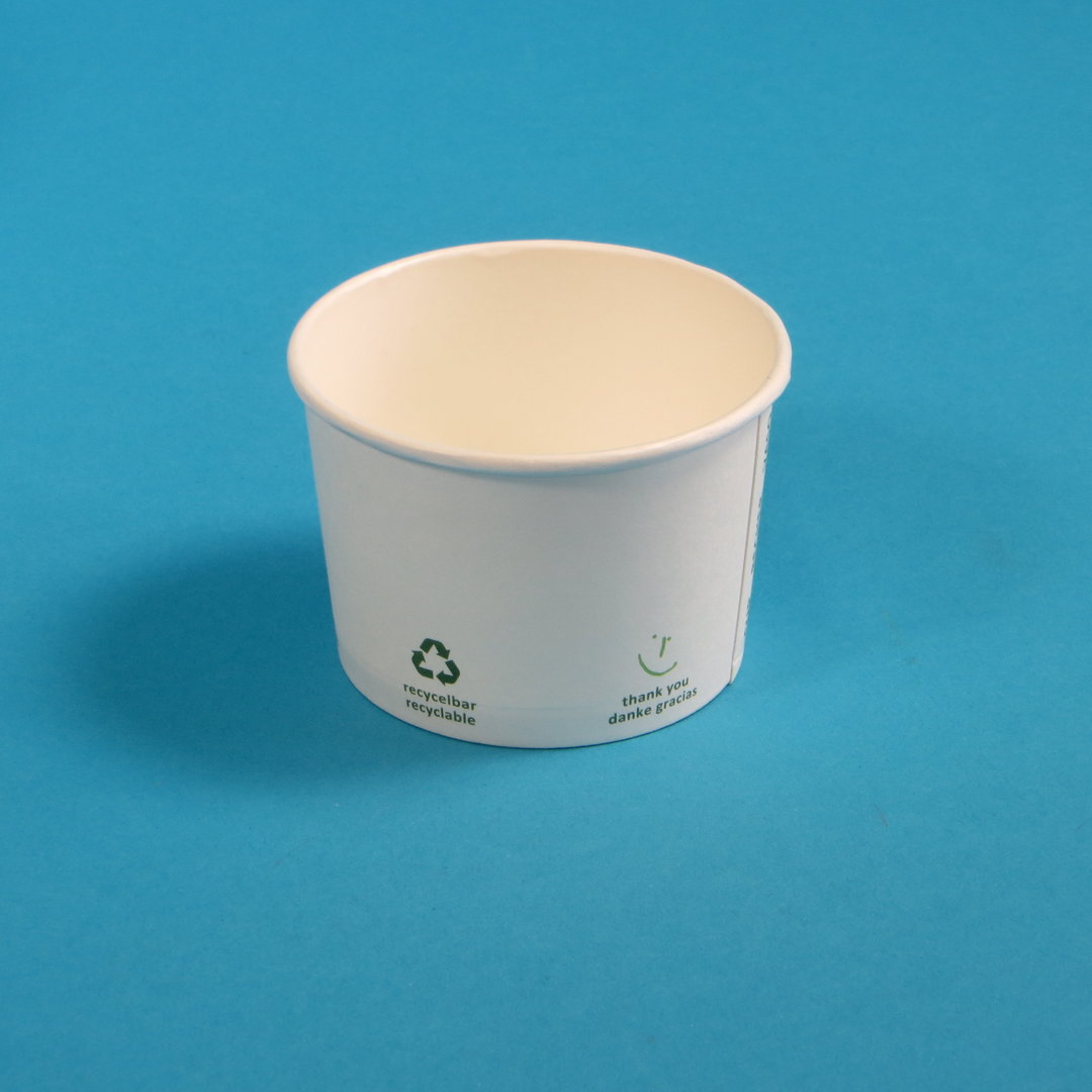 Bio Eisbecher weiß mit Bio Icon Papier+PLA versch. Größen