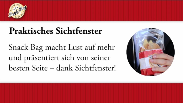 Snack Bag L "Fresh & tasty"m. Abreißfolie 215x80x225mm 1000St Snack Bag L "Fresh & tasty"m. Abreißfolie 215x80x225mm 1000St
