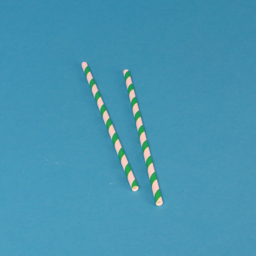 500 Bio Trinkhalme Papiertrinkhalme Strohhalm grün weiß gestreift Ø6mm 20cm lang 