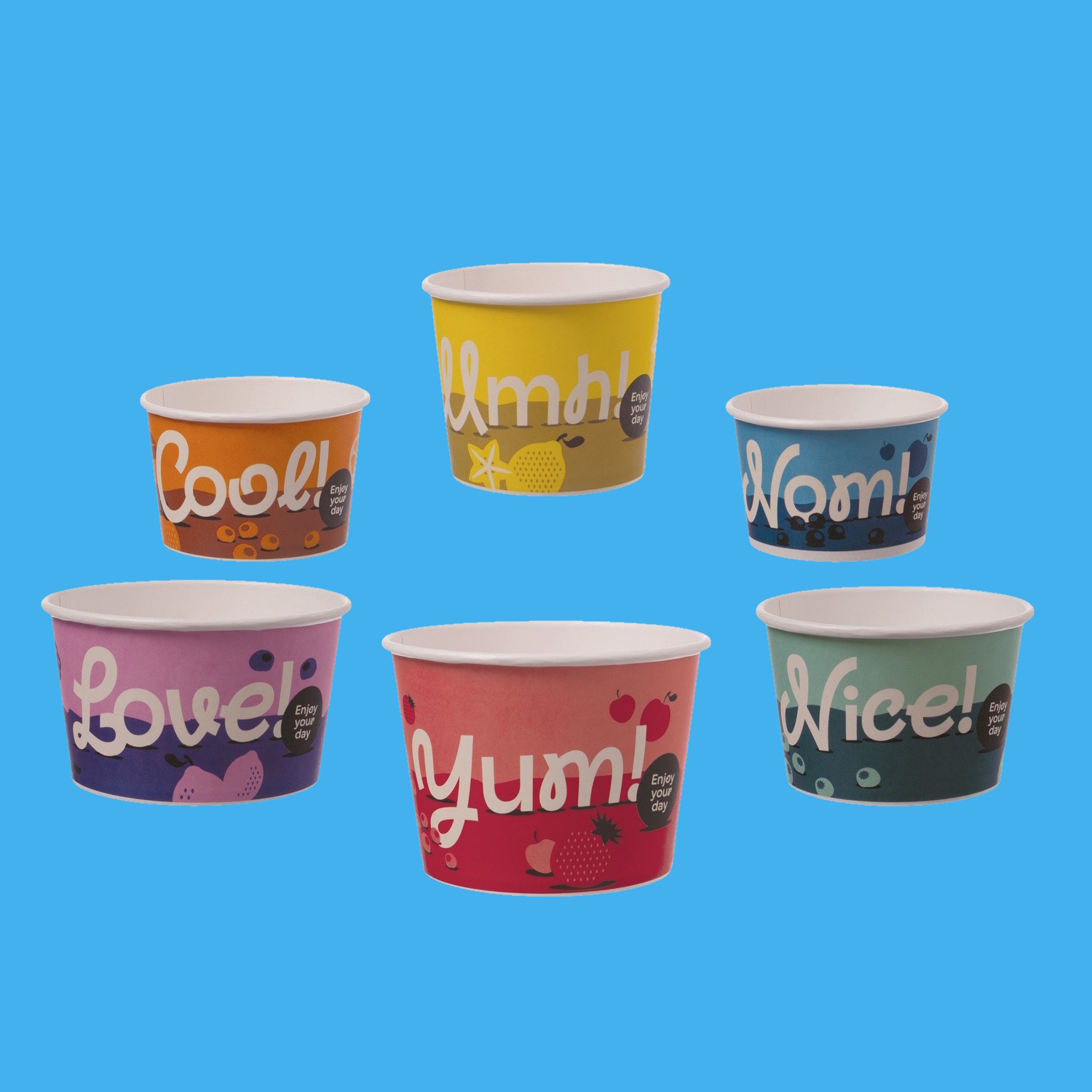 Eisbecher Papier/PE mit Neutralmotiv "Top Fruits" verschiedene Größen