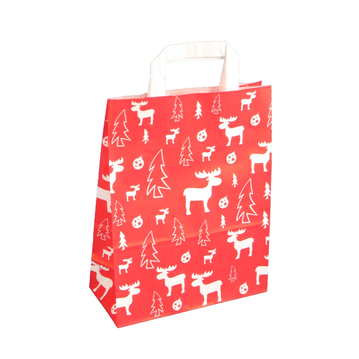 Papiertragetaschen Weihnachten Elch rot/weiß 80g/m² 250St versch. Größen