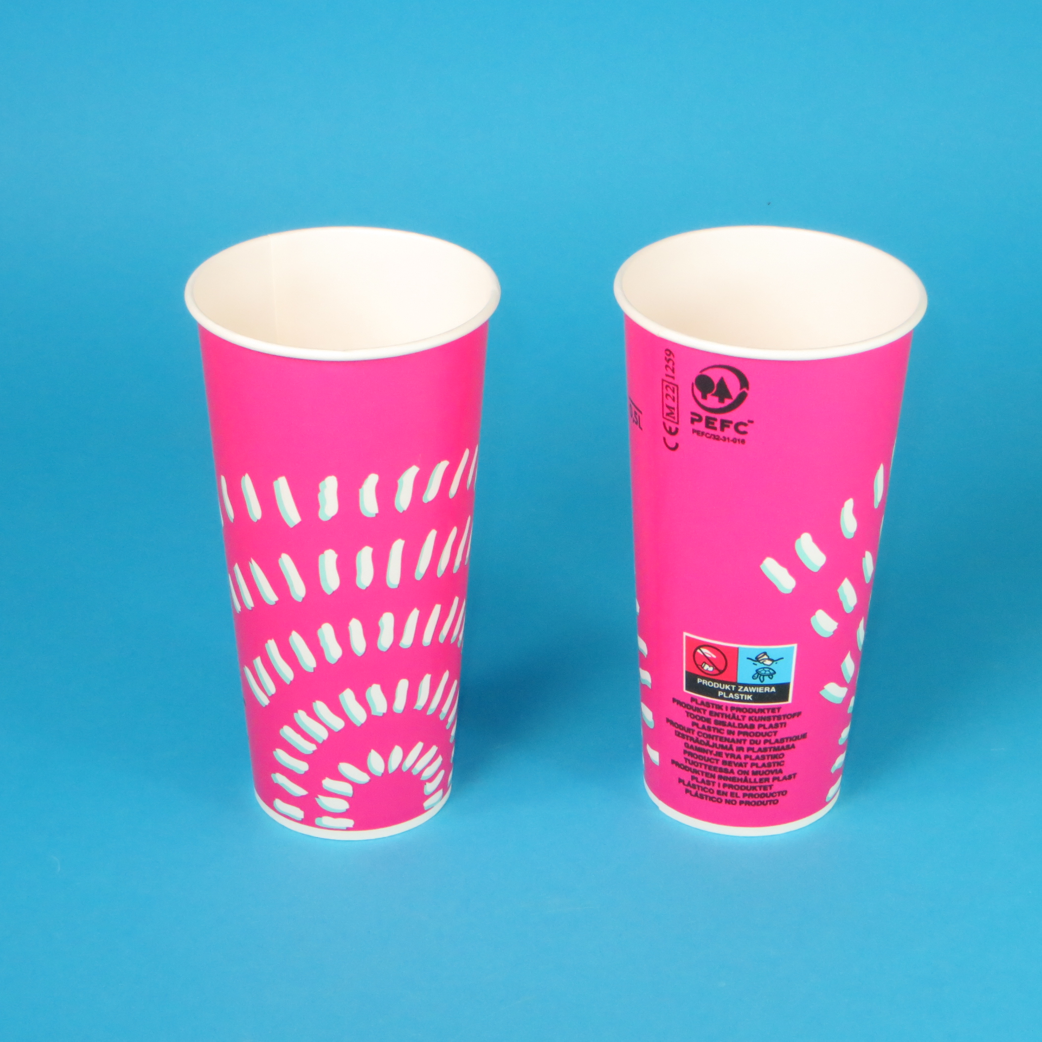 Kaltgetränkebecher Hartpapier 0,5l "Sunrise" pink Ø90mm 1000St