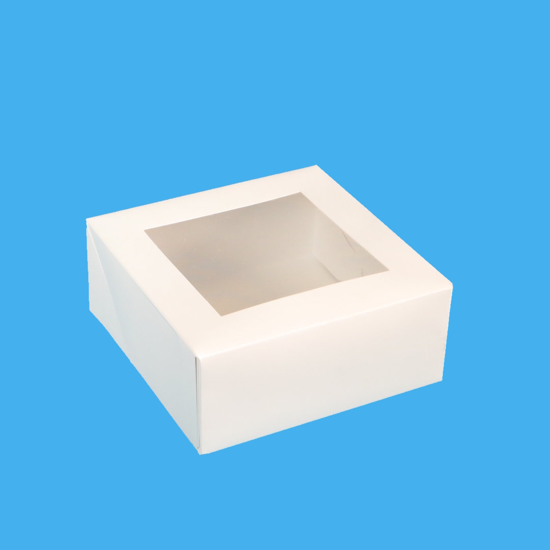 Bio Cakebox weiß 1-teilig mit Zellulose Sichtfenster 18x18x7,5cm 250St