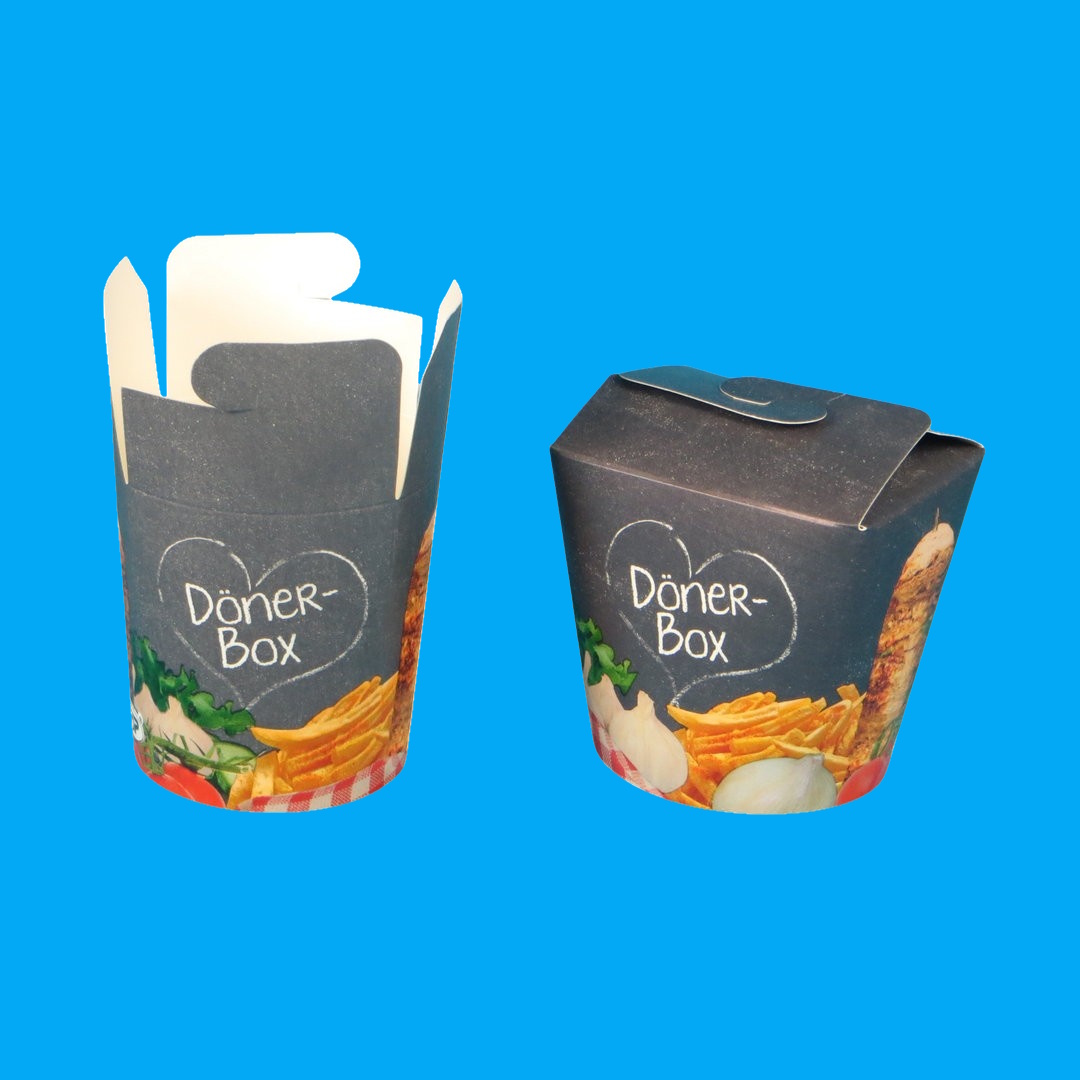 Dönerboxen grau mit Neutralmotiv Papier+PE 16oz/26oz zur Auswahl 500St