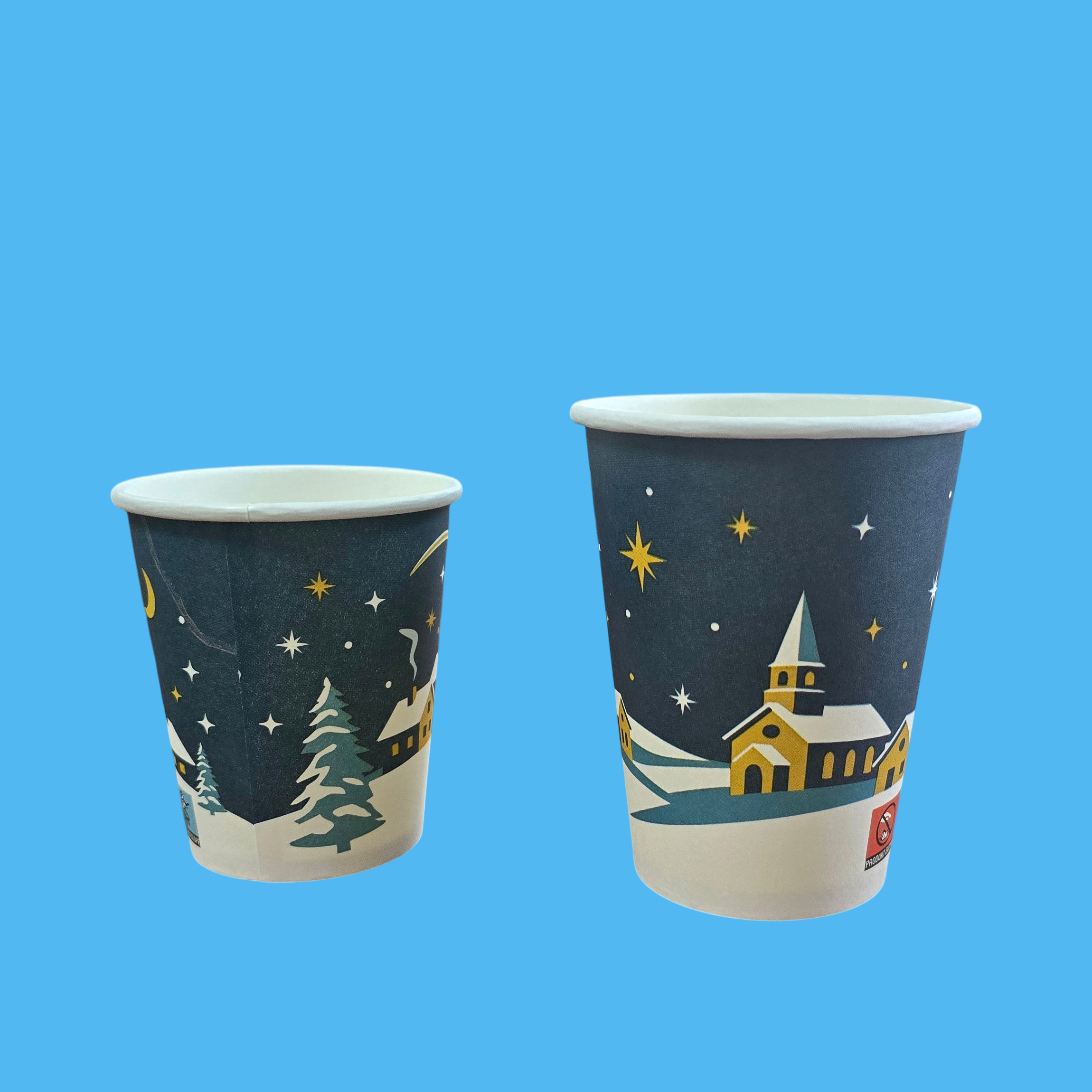 Heißgetränkebecher mit Weihnachtsmotiv "Winterwelt" Papier/PE 1000St. 200ml/300ml zur Auswahl