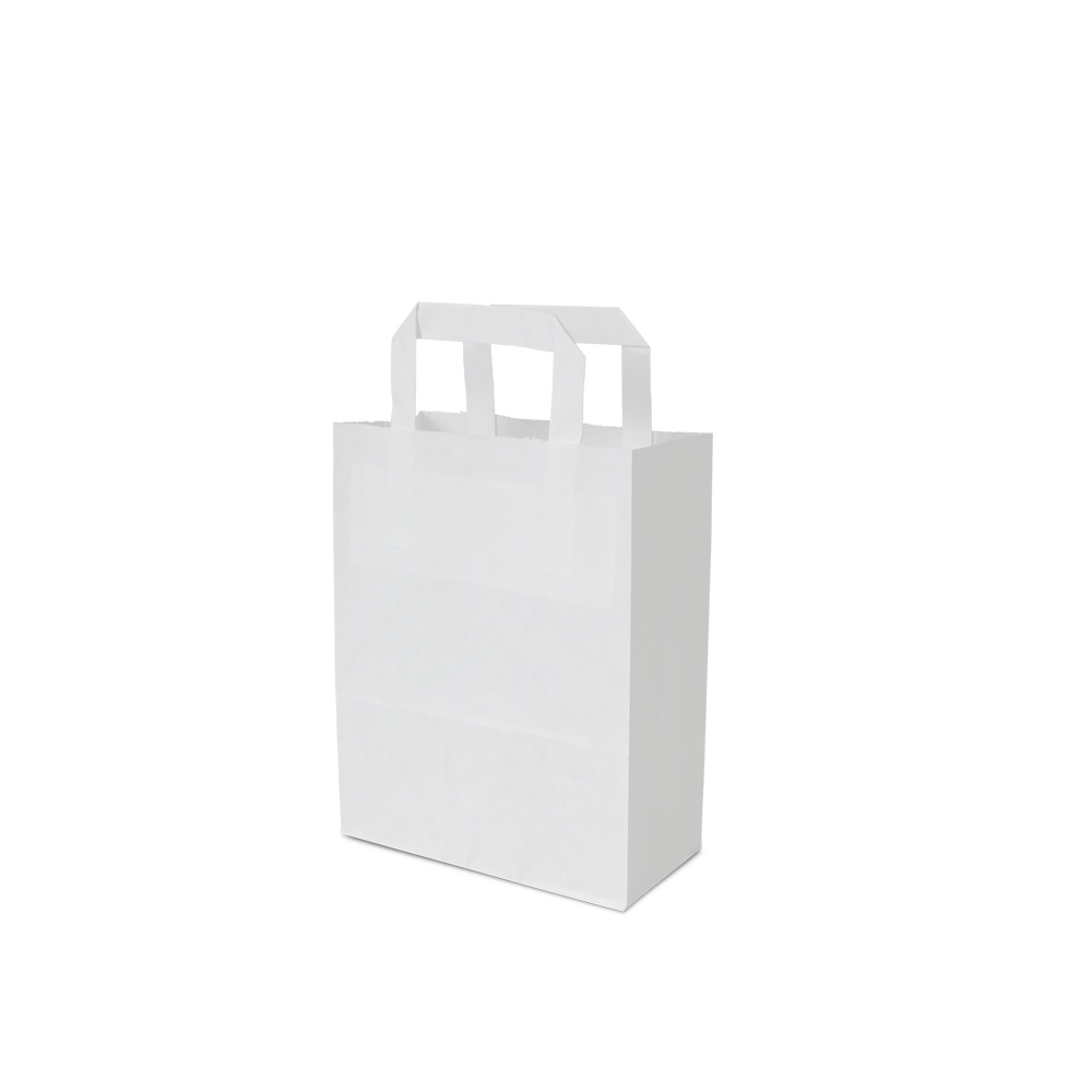 Papiertragetaschen mit Flachhenkel weiß 22x11x28cm 70g/m² 250St.