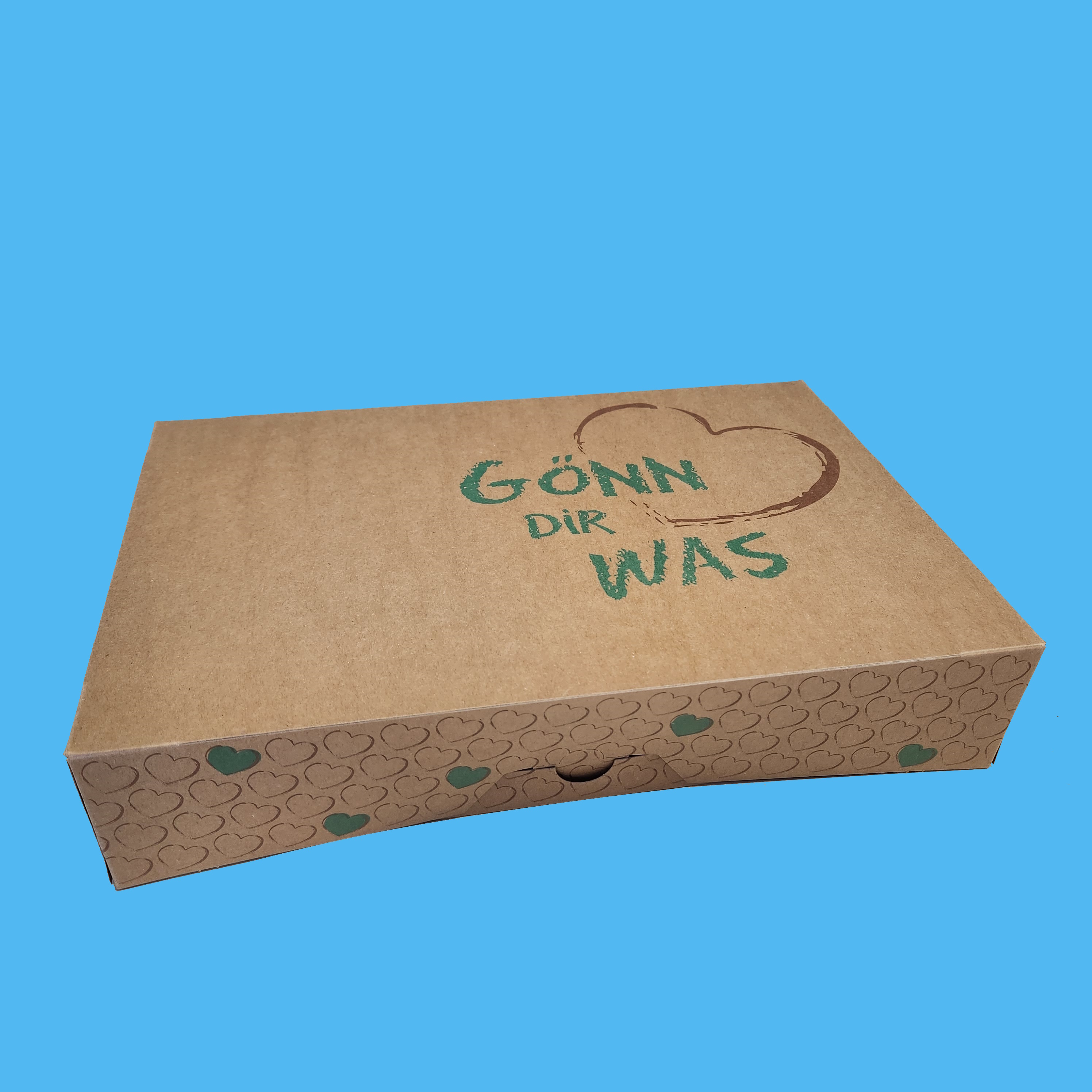 Kuchen- & Gebäckkartons braun mit Neutraldruck "Gönn dir was" verschiedene Größen wählbar 100St