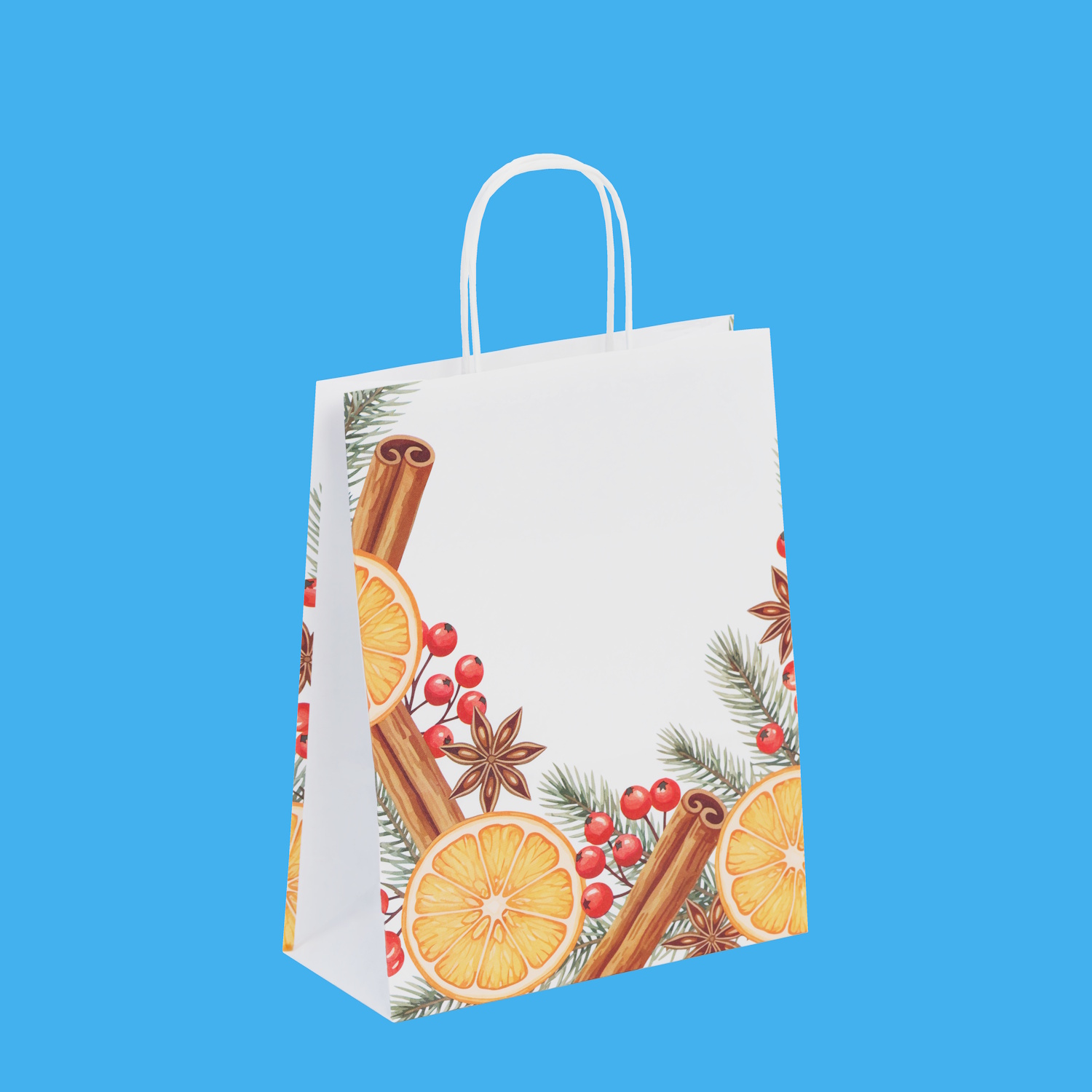 Papiertragetaschen Premium weiß mit Kordel "Weihnachtsduft" verschiedene Größen