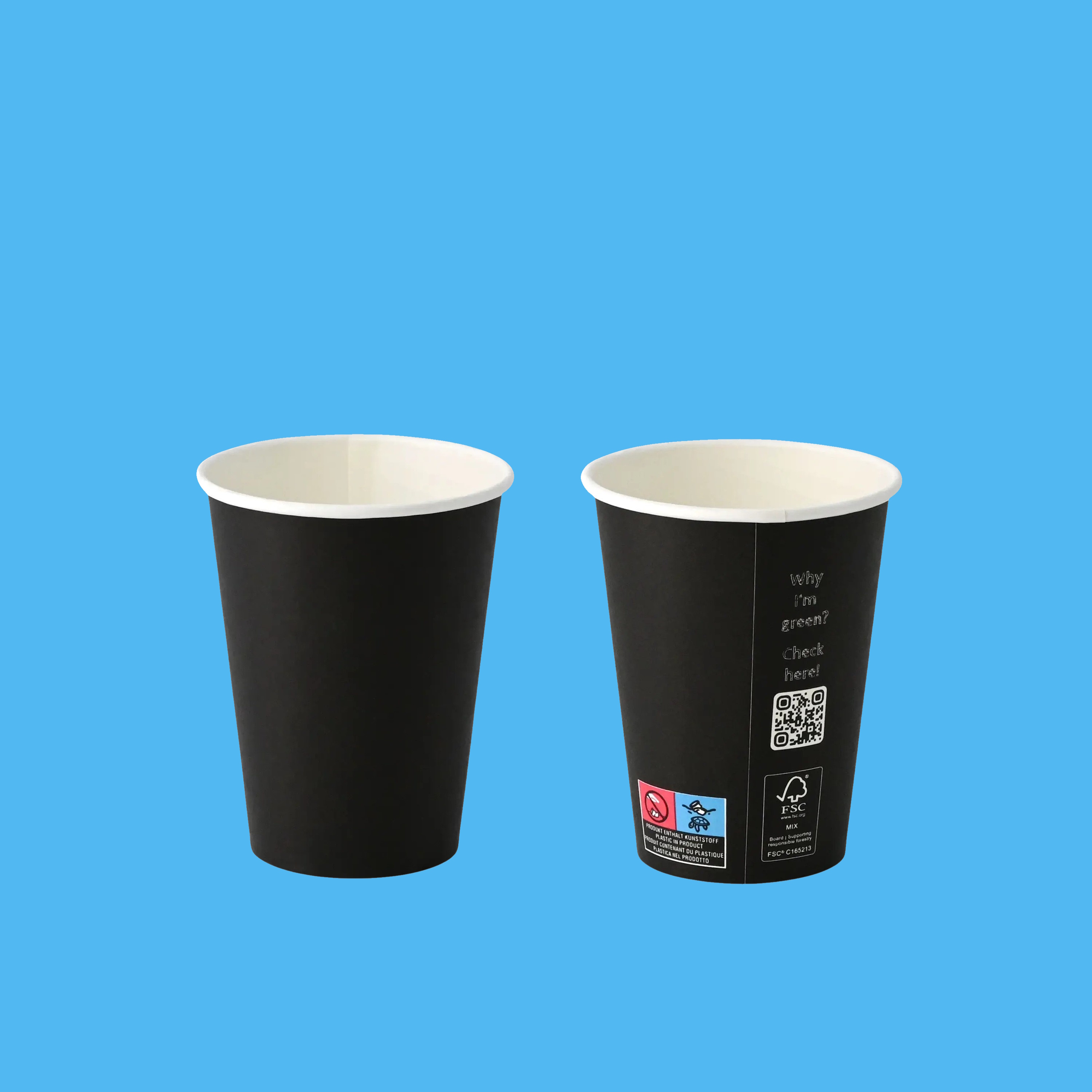 Coffee to go Kaffeebecher schwarz Papier mit Bio PLA Beschichtung 1000St. versch. Größen