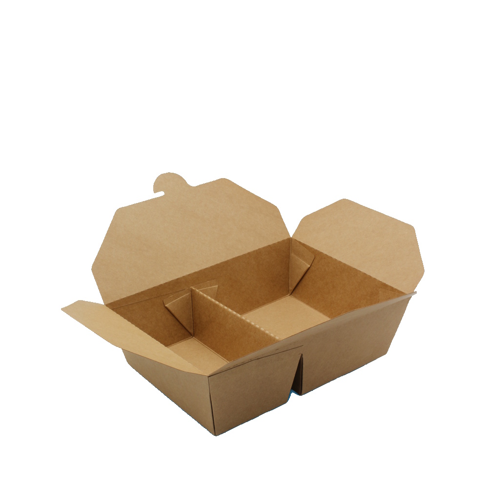Takeaway Foodboxen 2-geteilt braun fettdicht mikrowellentauglich 200St. 1000ml/2000ml zur Auswahl