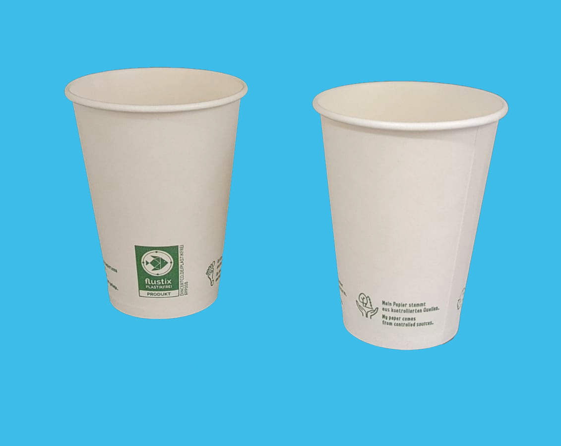 Bio Coffee to go Becher "Just Leaf" weiß mit Plastikfrei Zertifikat 1000St versch. Größen