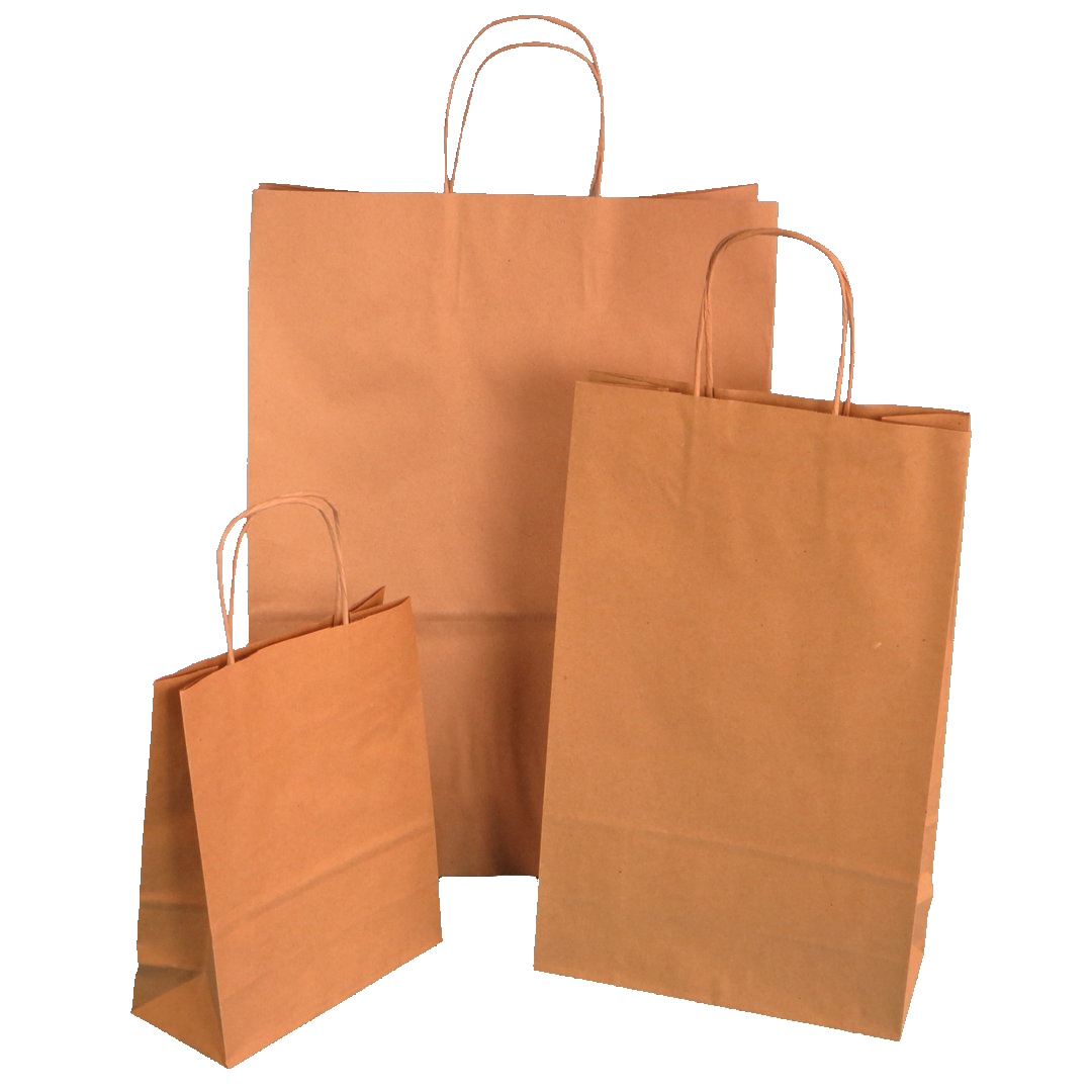 Papiertragetaschen Premium mit Kordel braun versch. Größen