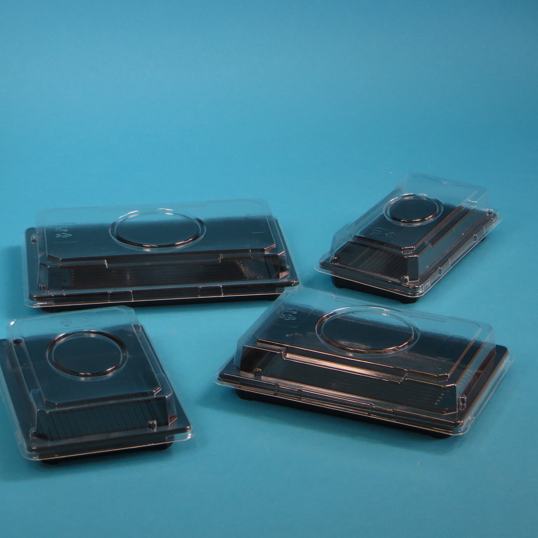 Sushi Trays mit Deckel Kombipack 255x185x58mm rPET recycelbar 200St