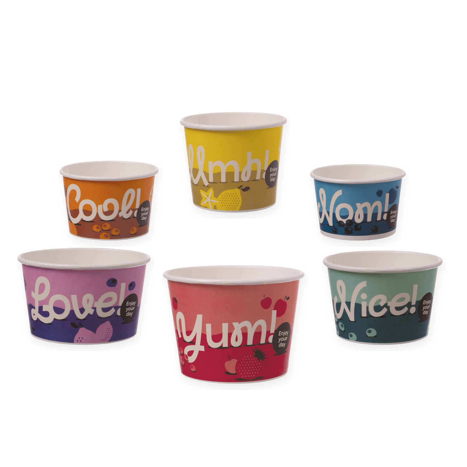 Eisbecher Papier/PE mit Neutralmotiv "Top Fruits" verschiedene Größen