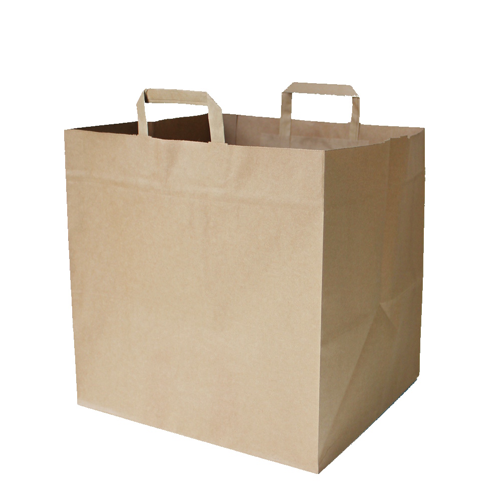 Papiertragetaschen 36+31x36cm mit XXL Boden braun 90g/m² 100St.
