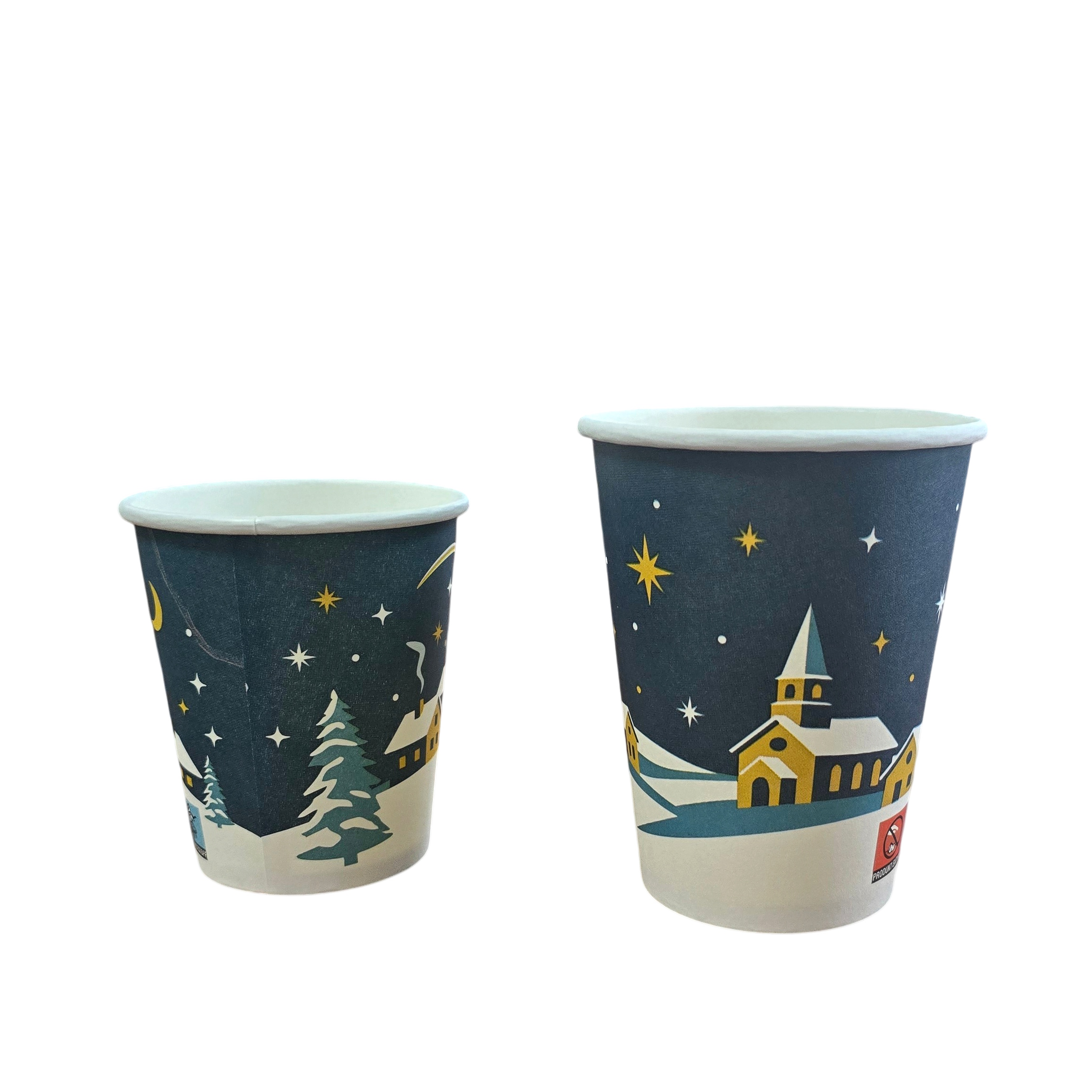 Heißgetränkebecher mit Weihnachtsmotiv "Winterwelt" Papier/PE 1000St. 200ml/300ml zur Auswahl
