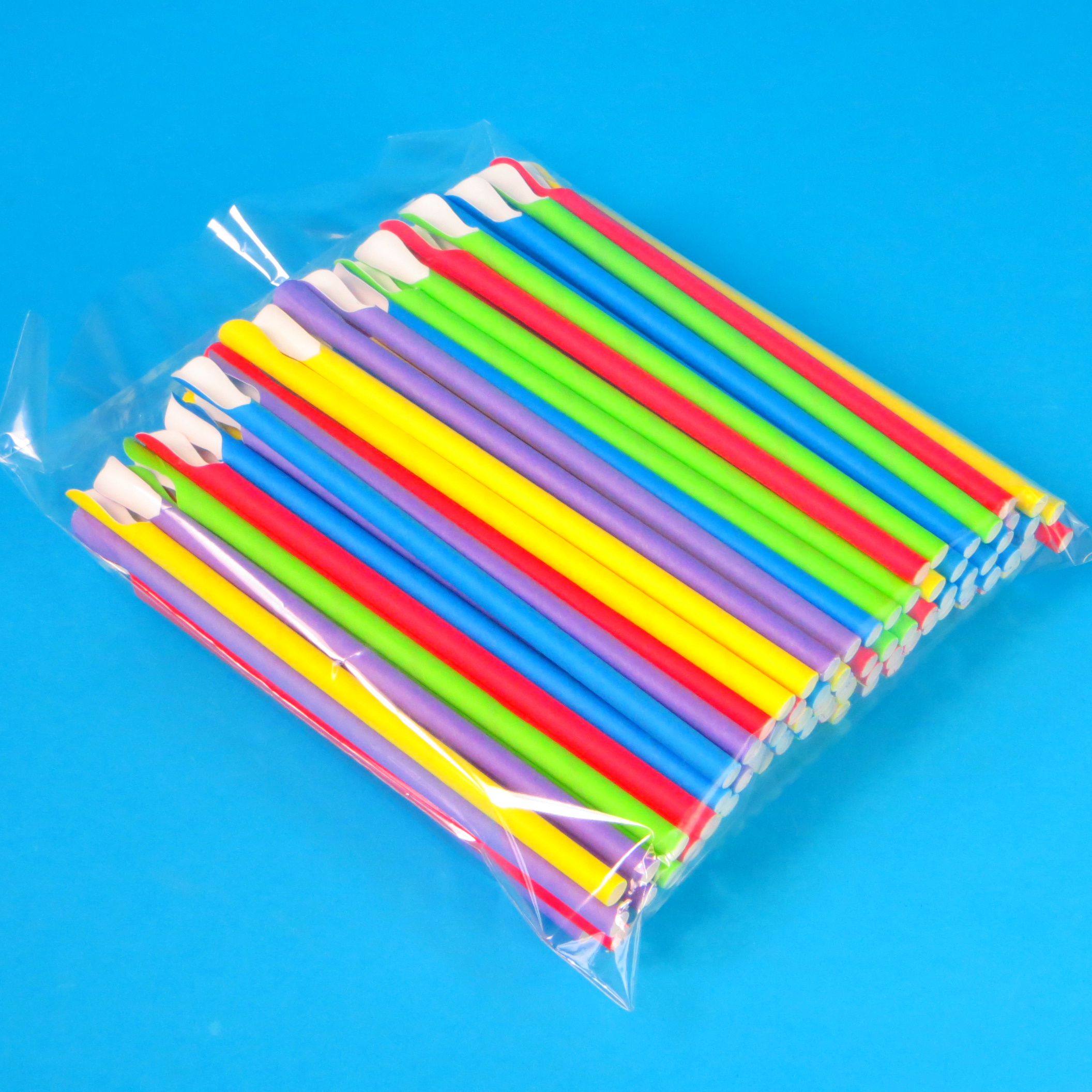 Löffelhalme Jumbo Ø8mm 23cm starr bunt gestreift farbig gemischt 125St